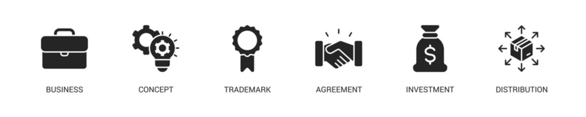 Franchise Glyph Icon Set. Vector Illustration Concept With Some Icons. Designed In Glyph Style