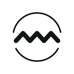 Aquarius icon in glyph for simple star sign and horoscope graphics.