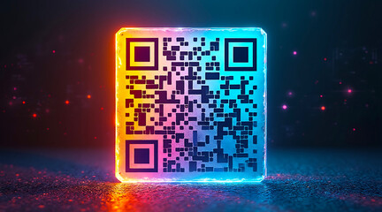 Futuristic glowing qr code scan technology