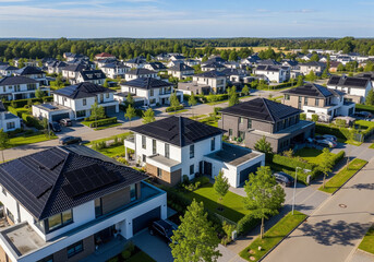 Fototapeta premium Solar panels on modern rooftops