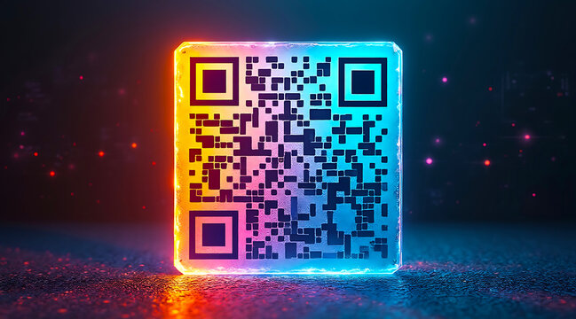 Futuristic glowing qr code scan technology