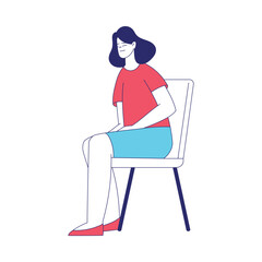 Young Woman Character in Sitting Pose at Hospital Vector Illustration