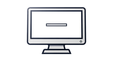 Isolated computer monitor displays a minus sign, minimalistic flat graphic element for websites