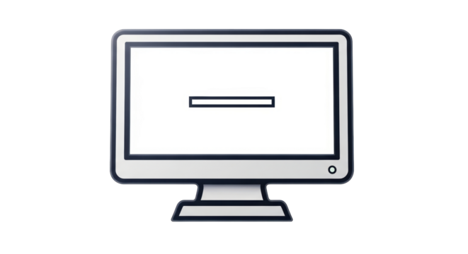 Isolated computer monitor displays a minus sign, minimalistic flat graphic element for websites