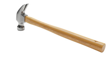 Close-up of a hammer and nails isolated on white background.