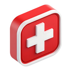 Fototapeta premium Medical cross icon symbol 3d rendering white background, isolated on transparent background