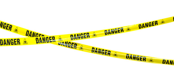 3d Yellow warning tape transparent background