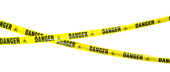 3d Yellow warning tape transparent background