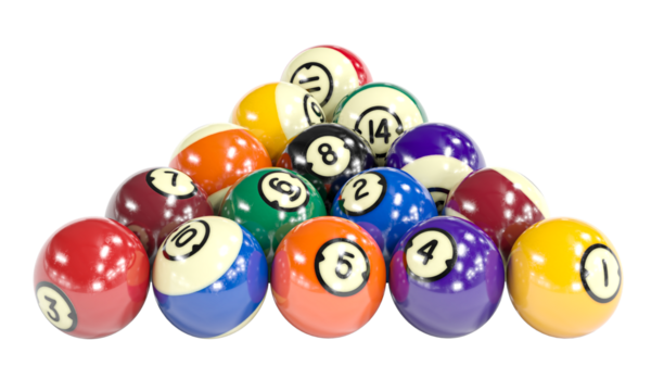 Shiny pool balls 3d isolated background