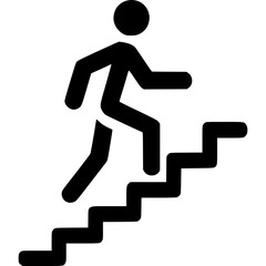 Ascending Steps to Success: A minimalist, stylized silhouette of a person fearlessly climbing a staircase, symbolizing progress, growth, and the journey toward goals.