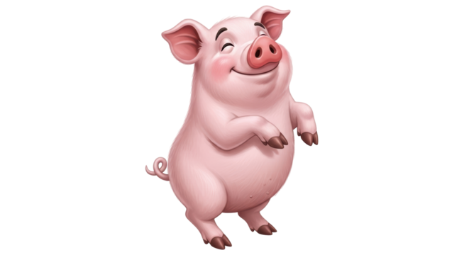 Isolated Happy Pig
