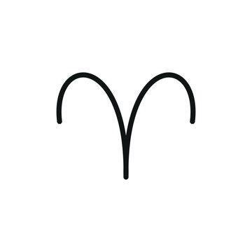 Aries icon in line style for mystic, constellation, and astrology visuals.