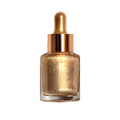 Naklejka premium Golden liquid highlighter dropper bottle isolated on transparent background