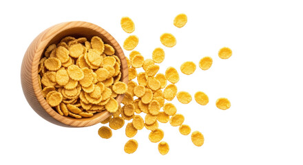 Isolated Corn Flakes Spill Out of Bowl