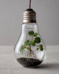 Plant Growing Inside Light Bulb