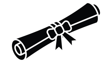 Rolled diploma or certificate tied with a ribbon isolated on white background