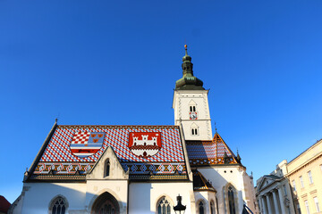 The Church of St. Mark, historic church in St. Mark's Square, in Zagreb, Croatia.