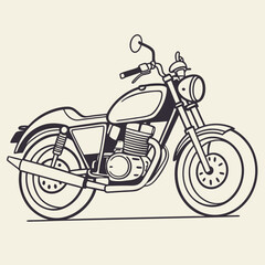 Obraz premium Hand-drawn illustration of a classic vintage style motorcycle side view