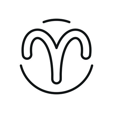 Aries icon in line style for mystic, constellation, and astrology visuals.