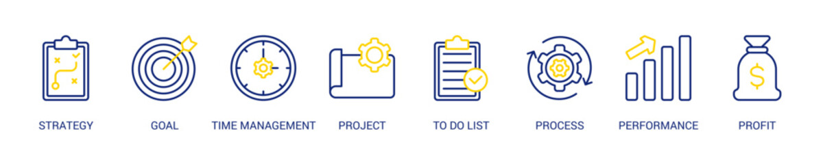 Productivity Line Color Icon Set. Vector Illustration Concept With Some Icons. Designed In Line Color Style