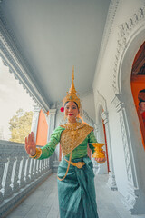 Traditional Khmer apsara dancers perform at a pagoda in Tra Vinh province, Vietnam