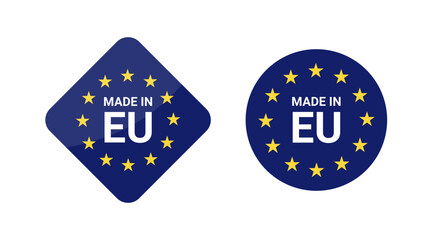 Made in European Union sticker design set. European Union flag. Vector illustration.  © Yas