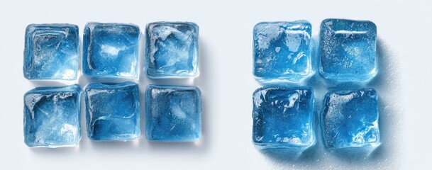 Obraz premium Square ice cubes arranged in a grid pattern on a light background