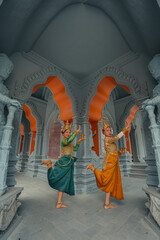 Traditional Khmer apsara dancers perform at a pagoda in Tra Vinh province, Vietnam