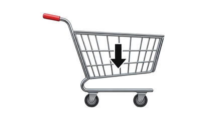 Isolated Shopping Cart with Download Arrow