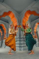 Traditional Khmer apsara dancers perform at a pagoda in Tra Vinh province, Vietnam