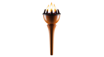 Isolated Wooden Tiki Torch with Flame