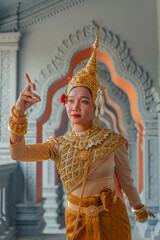 Traditional Khmer apsara dancers perform at a pagoda in Tra Vinh province, Vietnam