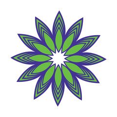 Blue green flower festive design element