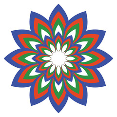 Blue red and green festive flower mandala element vector