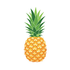 A vibrant ripe pineapple with a green leafy crown.