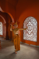 Traditional Khmer apsara dancers perform at a pagoda in Tra Vinh province, Vietnam