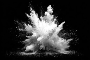 white color powder dust explosion PNG black background isolated graphic resource. Celebration, colorful festival, run or party element