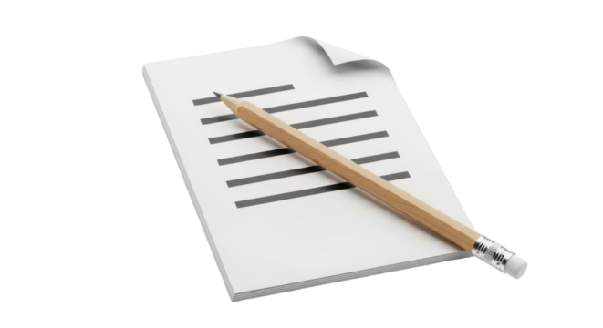 Isolated Paper with Pencil