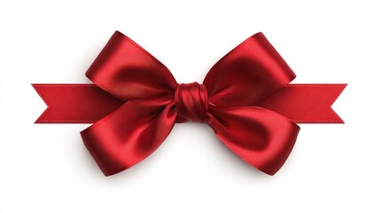 Fototapeta premium Red satin ribbon bow with banner