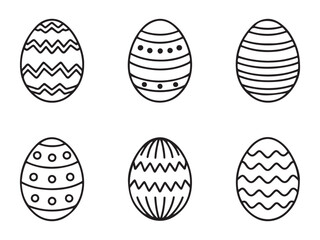 Outline Easter Egg Vector Set – Decorative Holiday Egg Designs in Black and White