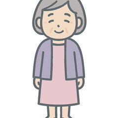 Cute elderly woman in pastel colors with cartoon style