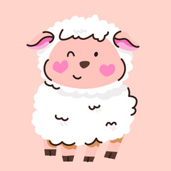 Naklejka premium cute lamb doodle.