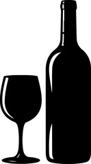 Wine still life Isolated silhouette vector illustration