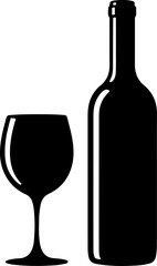 Wine still life Isolated silhouette vector illustration