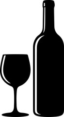 Wine still life Isolated silhouette vector illustration
