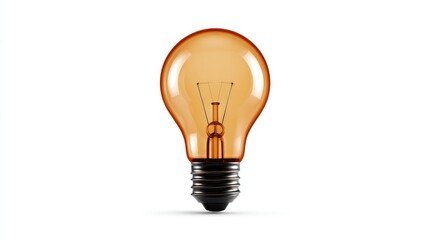 A single incandescent light bulb, amber-orange in color,  against a white background.  Realistic 3D model