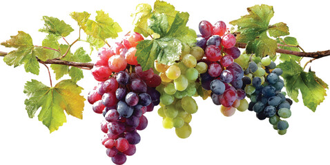 Red grapes fruit vine fresh grapes vineyard grape leaves healthy eating food  red grapes on vine
