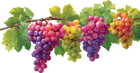 Red grapes fruit vine fresh grapes vineyard grape leaves healthy eating food  red grapes on vine