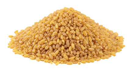 Isolated pile of bulgur wheat grains, cereal crop used in cooking, healthy ingredient