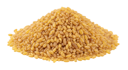 Isolated pile of bulgur wheat grains, cereal crop used in cooking, healthy ingredient